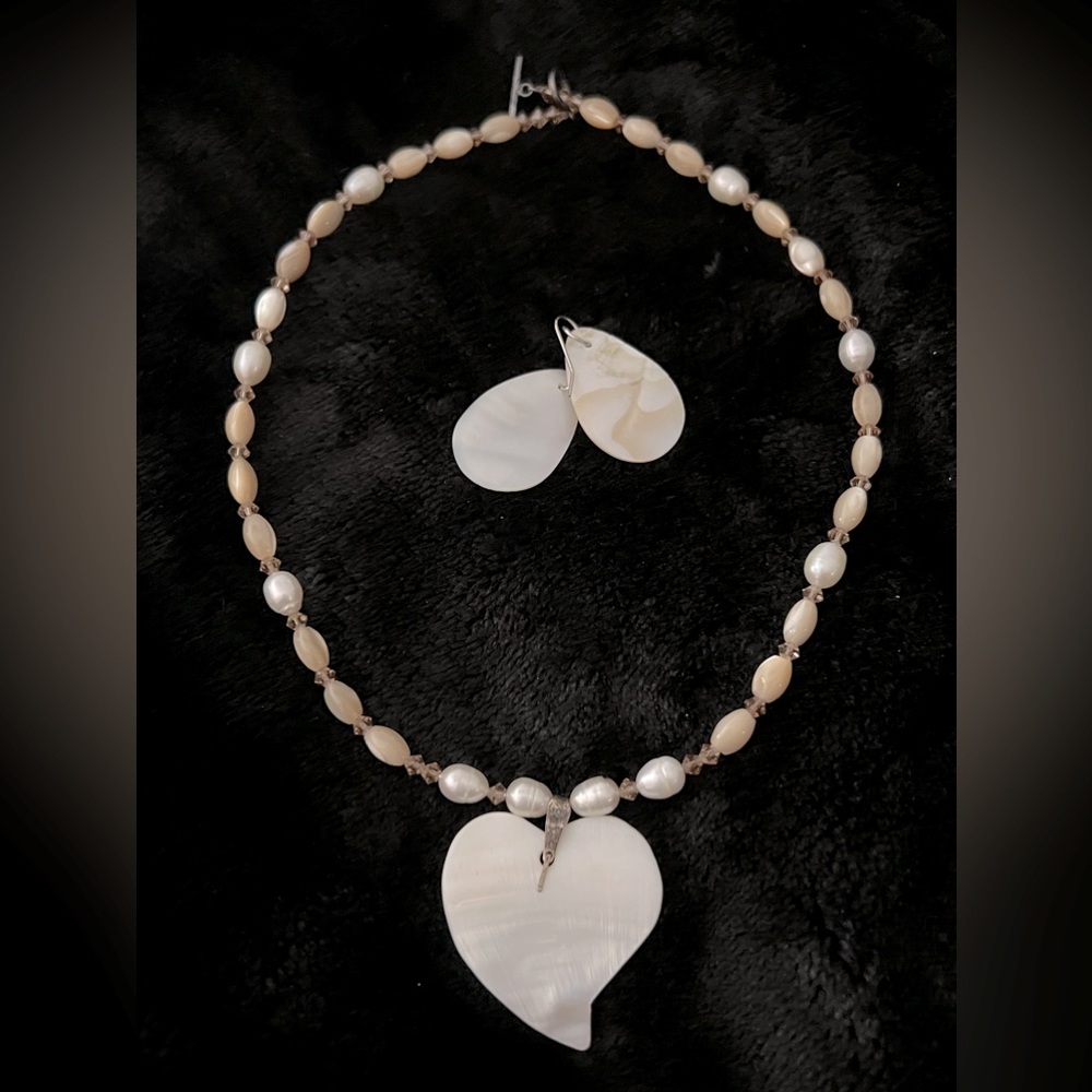 Mother of pearl inspired choker and earrings.